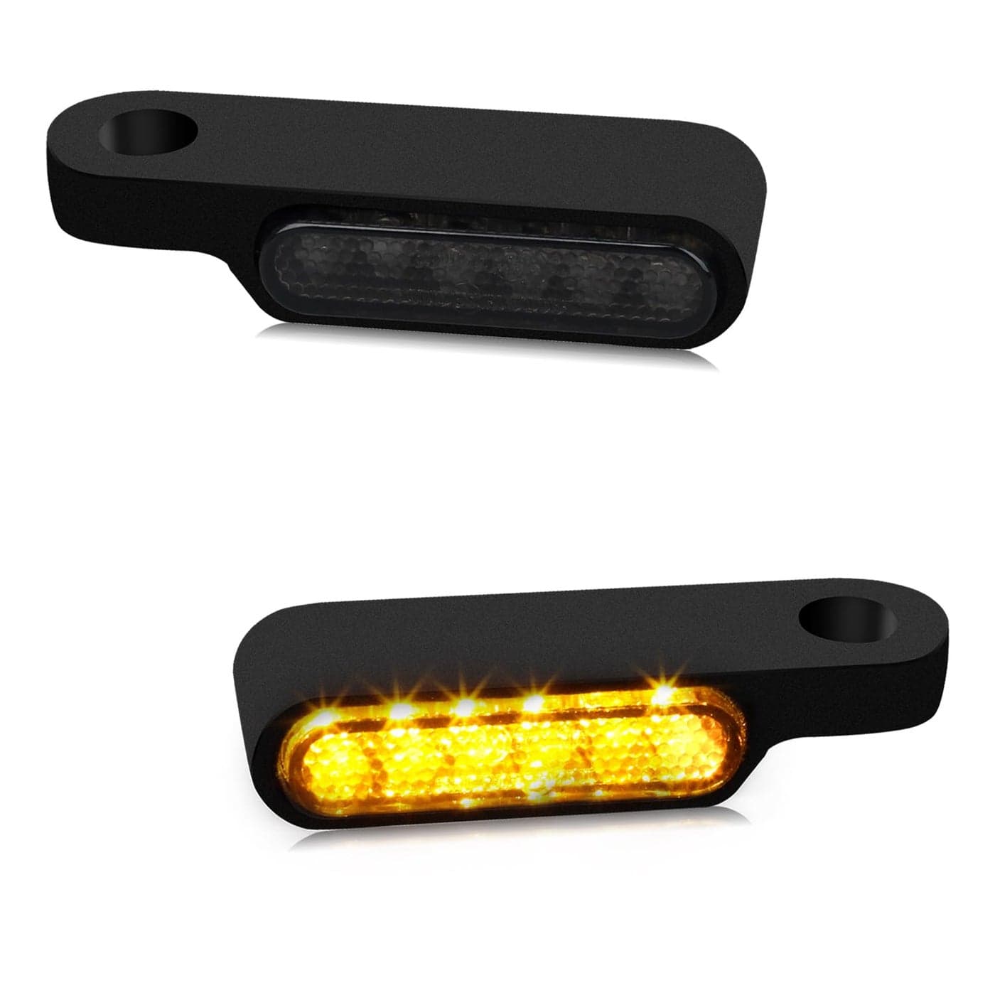 NTHREEAUTO Handlebar LED Turn Signals Mini Motorcycle Blinkers Handle Bar Marker Light Compatible with Harley Dyna Sportster 883 Road King Electra Glide Softail Fat Bob