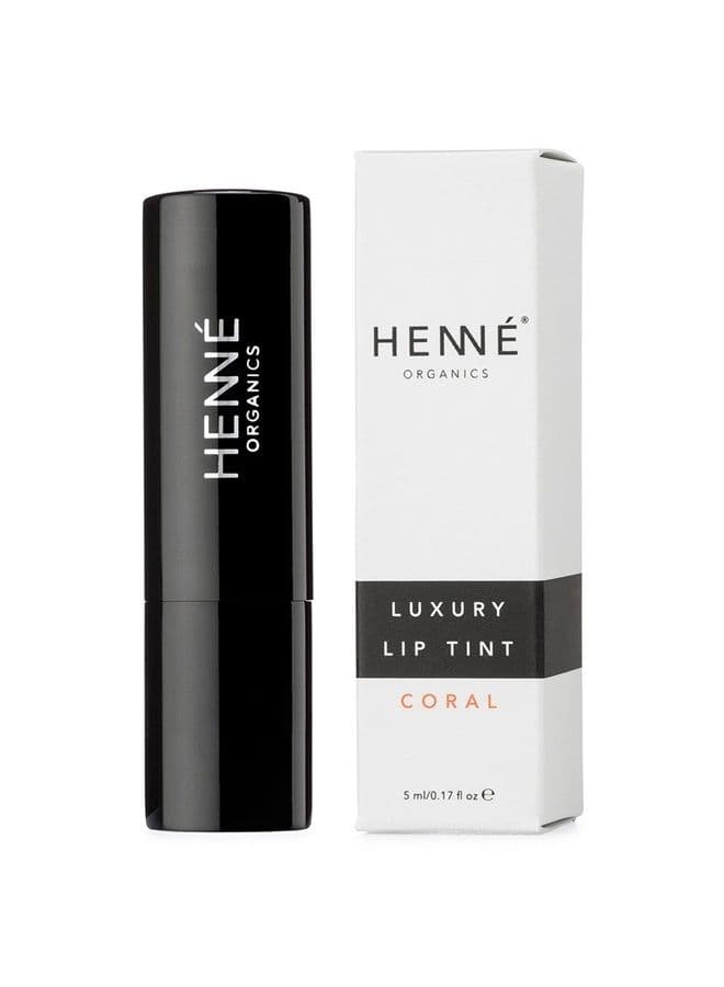 Henné Organics Luxury Lip Tint - Moisturizing, Sheer Natural Color - Coral (Orange)