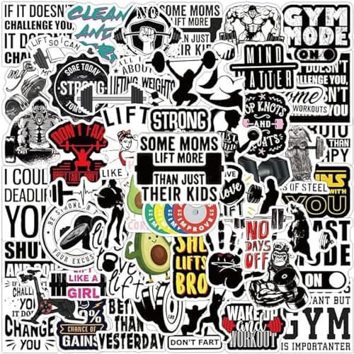 50pcs Workout Fitness Stickers for Women Water BottlesCool Trendy Gym Sport Stickers Waterpoof Decals for Men Skateboard Laptops Suitcase Bumper Helmet Phone