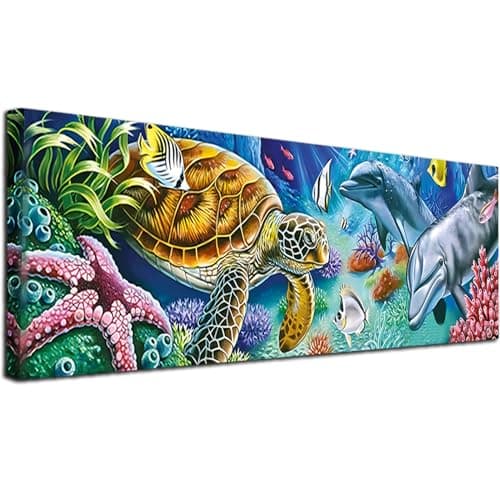 JATOK Diamond Painting Kits for Adults, 5D Marine Animals Large Diamond Art Kits for Beginners, Full Round Drill Crystal Rhinestone Crafts, DIY Gem Art Picture for Gift Home Wall Decor 11.8x35.4inch