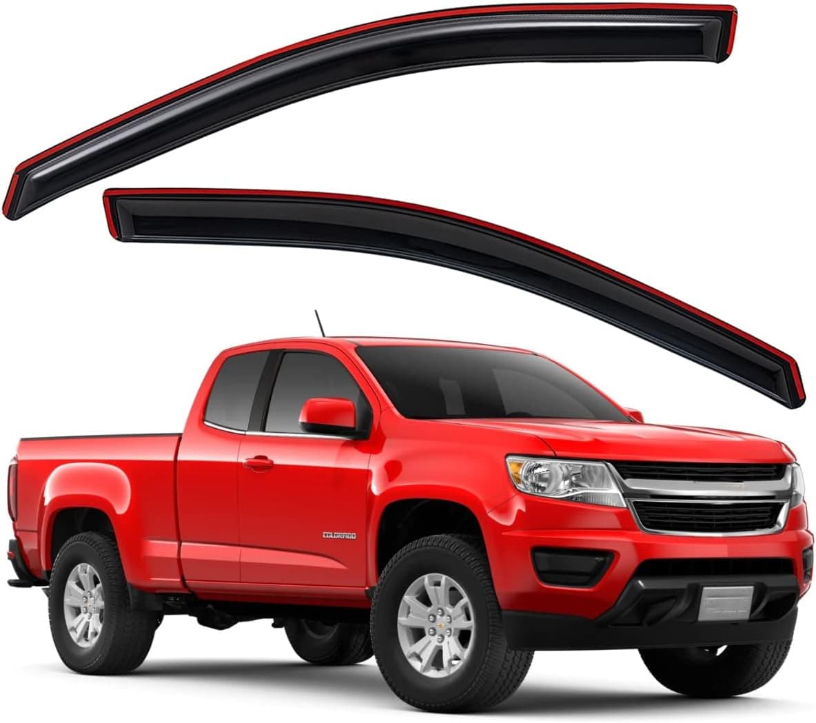 Lightronic Extra Durable Clip-on In-Channel Auto Vent Window Visor for Chevrolet Colorado & GMC Canyon (2015-2022), Dark Smoke, 2-Pcs