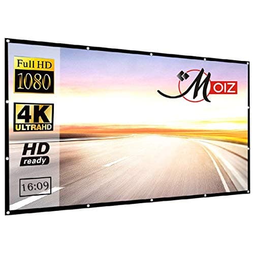 MOIZ® 119" Inch Projector Screen Upgraded inch 16:9 HD Portable Eyelet Screen Premium Indoor Outdoor Anti-Crease Projection (104" Inch (W) x 58" Inch (H) - 119" Inch Diagonal)