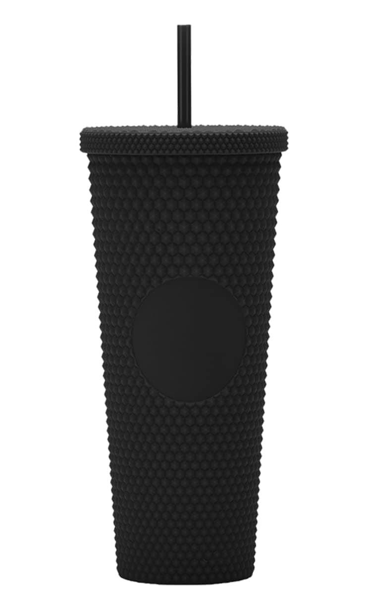 Essasea 24oz DIY Studded TumblerMatte Black Studded Tumbler with Lid and StrawReusable Double Walled Insulated Travel TumblerPlastic Acrylic Pastel Colored Tumbler Cup for Iced Coffee Smoothie