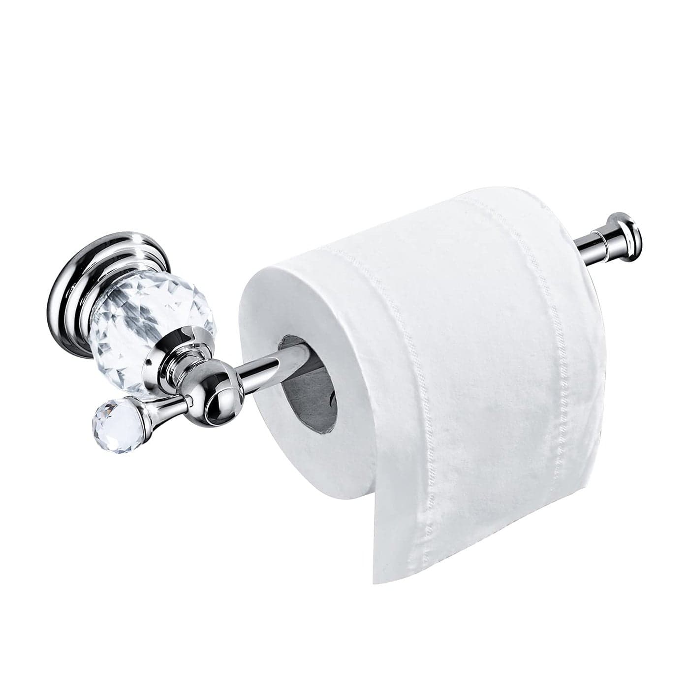 BATHSIR Crystal Toilet Paper Holder SilverToilet Roll Holder Modern Bathroom Accessories Zinc Alloy Tissue Hanger Wall Mounted