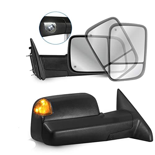 MOSTPLUS Power Heated Mirror Compatible for 2009-2018 Ram 1500 2500 3500/2019-2023 Ram 1500 Classic w/Foldaway Led Turn Light, Puddle Lights(Ambient Temperature Sensor included)