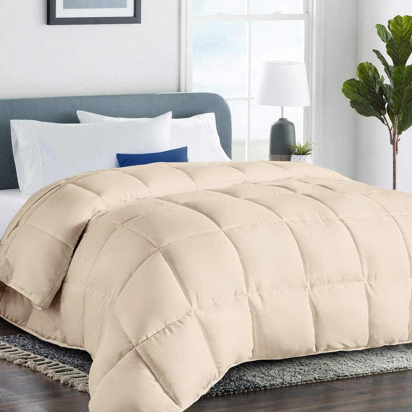 COHOME TwinTwin XL 2100 Series Comforter Down Alternative Quilted Duvet Insert with Corner Tabs AllSeason Luxury Hotel Comforter Breathable Reversible Machine Washable Beige
