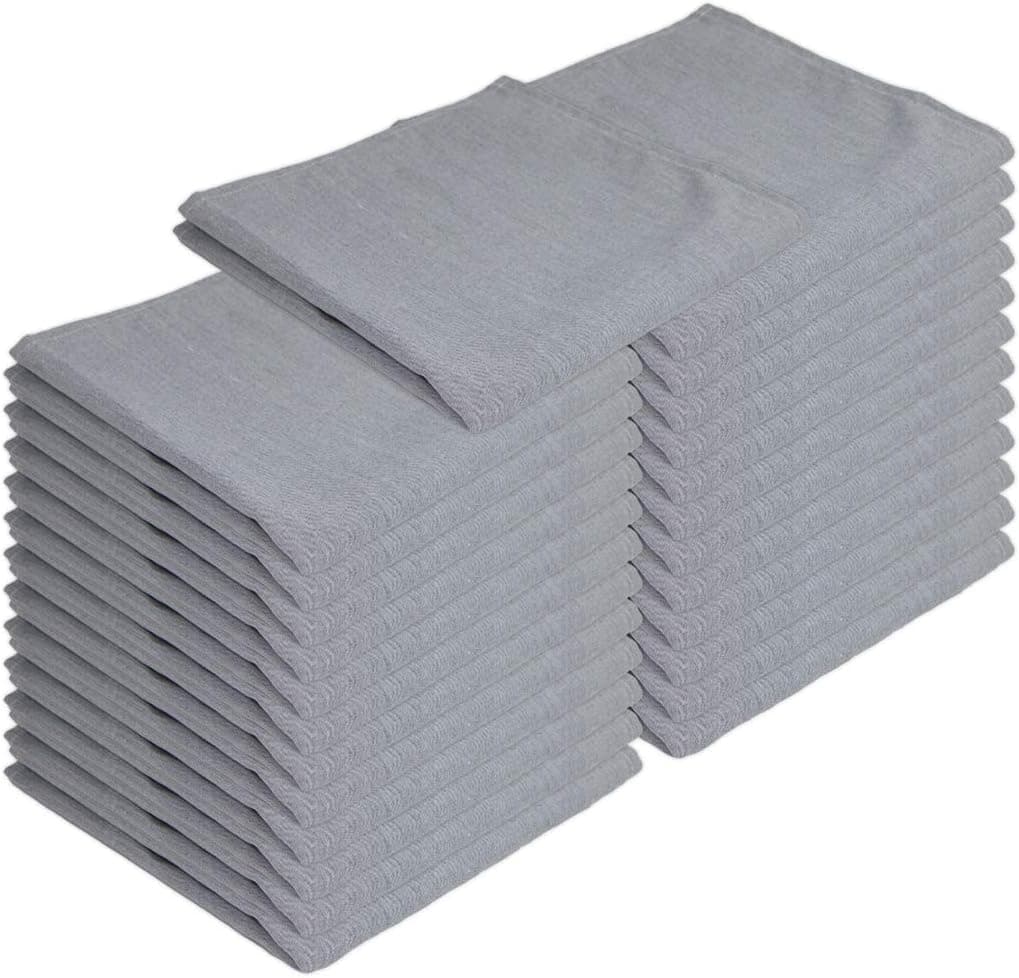 Arkwright Restaurant Cloth Napkins Pack of 25 Spun Polyester Dinner Napkin with Hemmed Edges Ideal for Dinner Wedding Party Banquet Kitchen 20 x 20 in Chambray Grey
