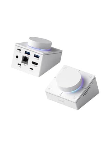 Hagibis Knob USB C Hub with Shortcut Buttons RGB TypeC Docking Station with 4K60Hz HDMI 100W PD 5Gbps USBC 2 USB30 25G RJ45 AUX SD30 Micro SD30 for MacBook iPad Pro Laptop White 25G