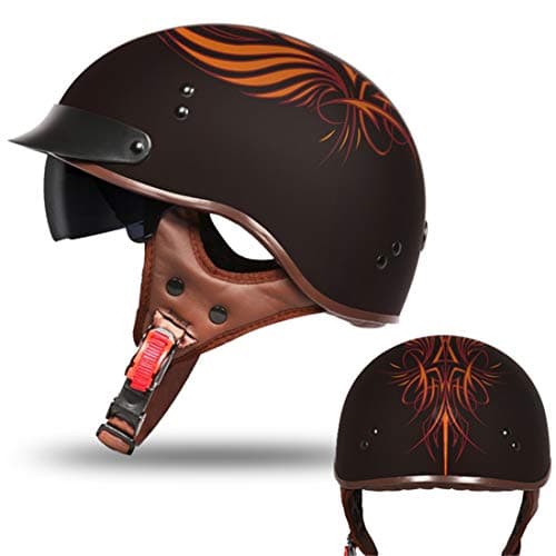 VCOROS Half Helmet Motorcycle DOT Approved Open Face Helmet with Sun Visor and Quick Release Buckle for Adults Men and Women (Angel, M)