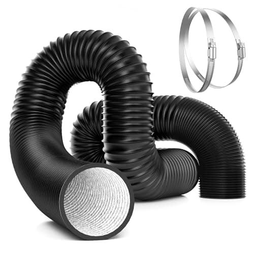 VIVOSUN Dryer Vent Hose 8 inch Aluminum Foil Ducting 25FT Long HeavyDuty Dryer Hose Vent Kit for HVAC Ventilation Exhaust Duct Fan Systems Black Flexible Air Duct w 2 Clamps