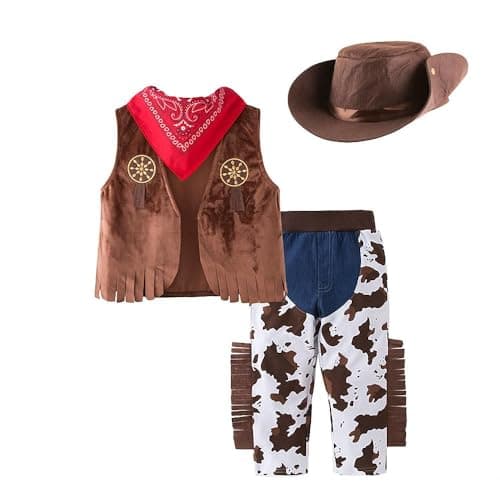 Dressy Daisy Baby Boys Western Style Cowboy Halloween Costume Dress Up Party Outfit Set with Vest and Hat Size 612 Months