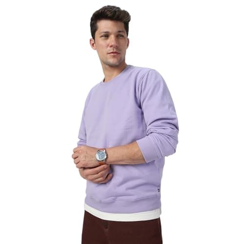 Neostreak Men's Cotton Purple Heather Round Neck Sweatshirt (neoswtsol-01-purhtr-2xl)
