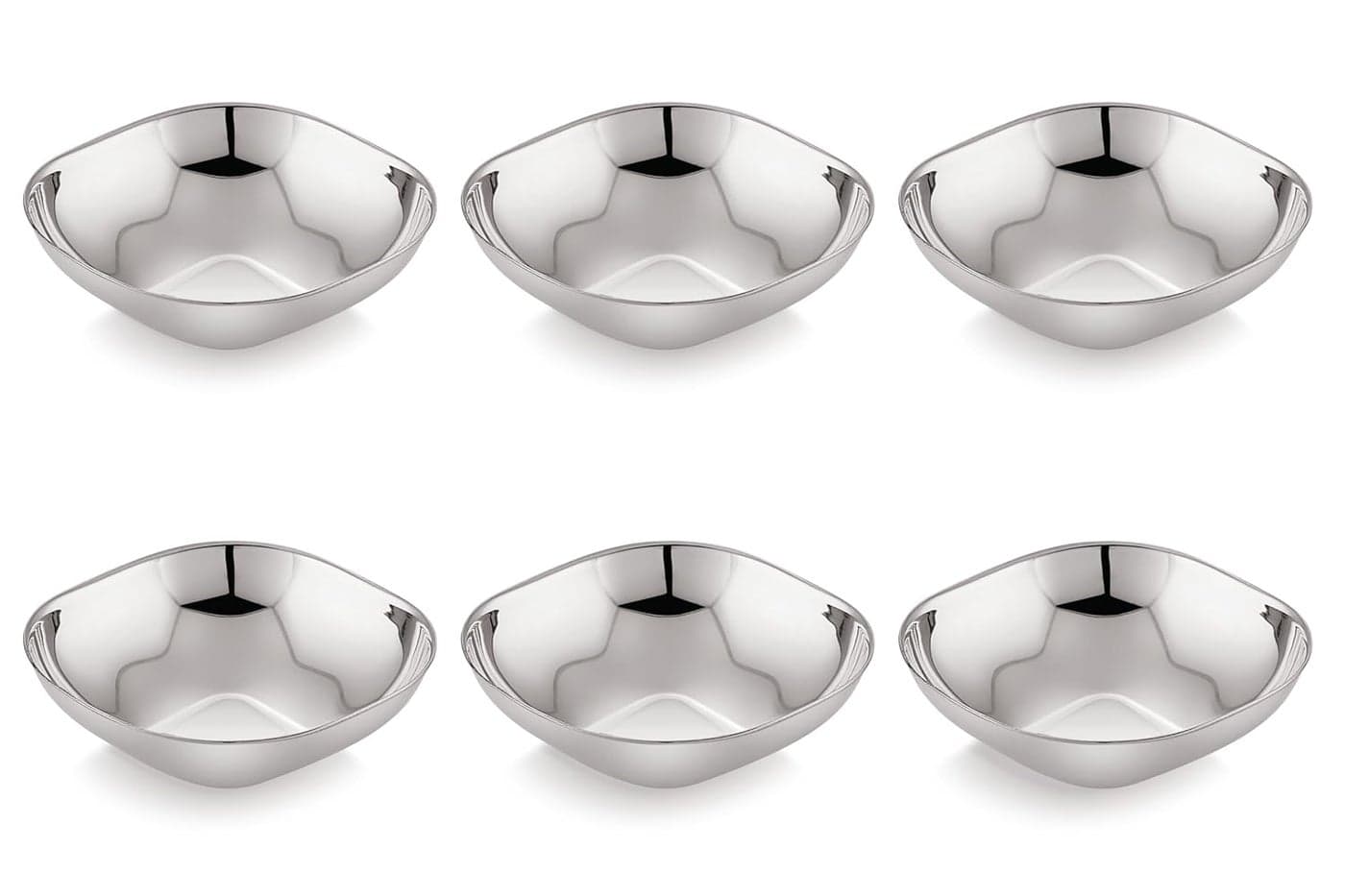 VS Stainless Steel Set of 6 Size 8 x 8 Cm Tiny Square Katori Watis Durable FoodGrade Multipurpose WatisKatoris for Snacks Sides Condiments Desserts Dishwasher Safe