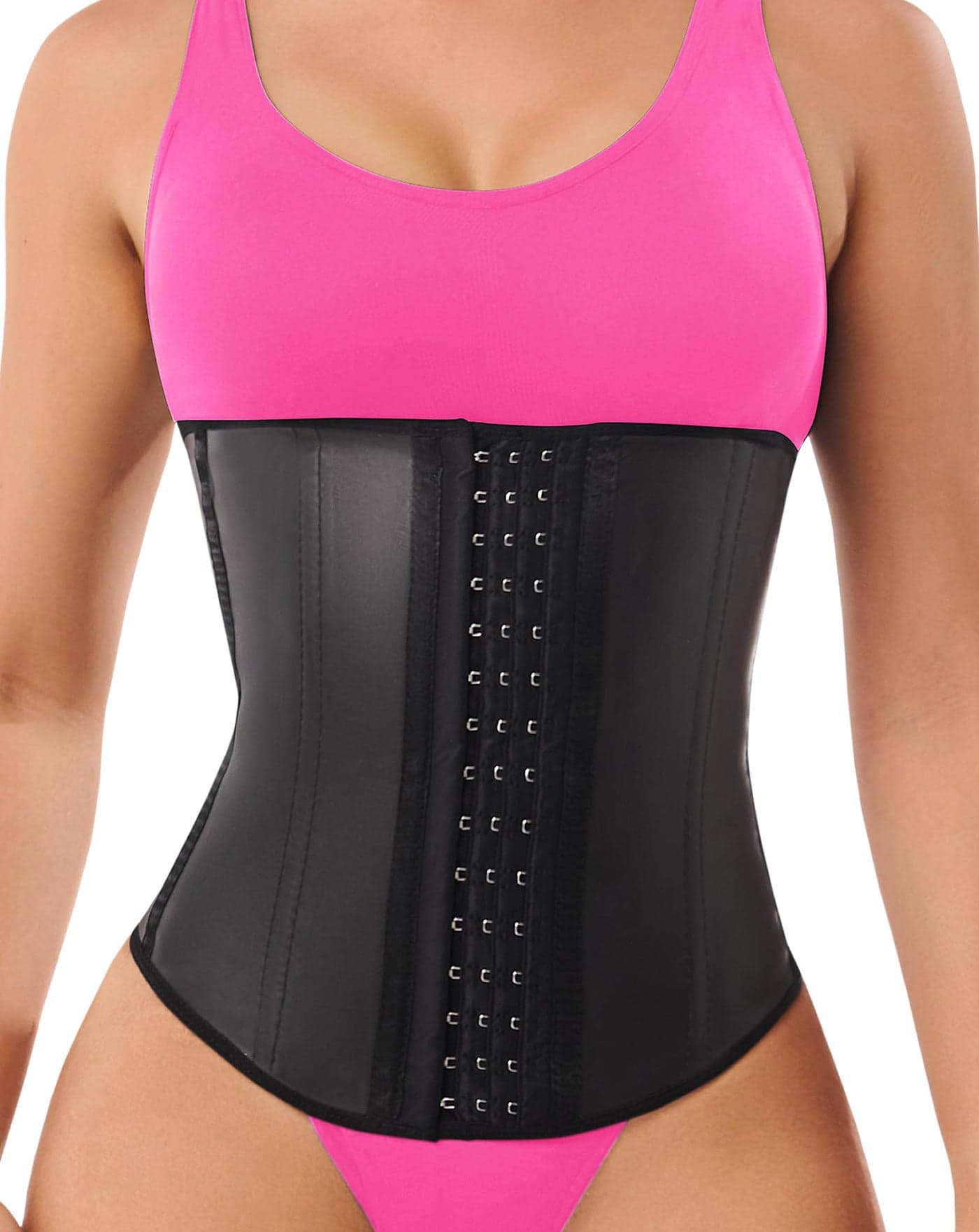 LadySlim REAL COLOMBIAN Women's Underbust Latex Sport Girdle Waist Trainer Corsets Hourglass Body Shaper (3-Hooks Black, Medium)