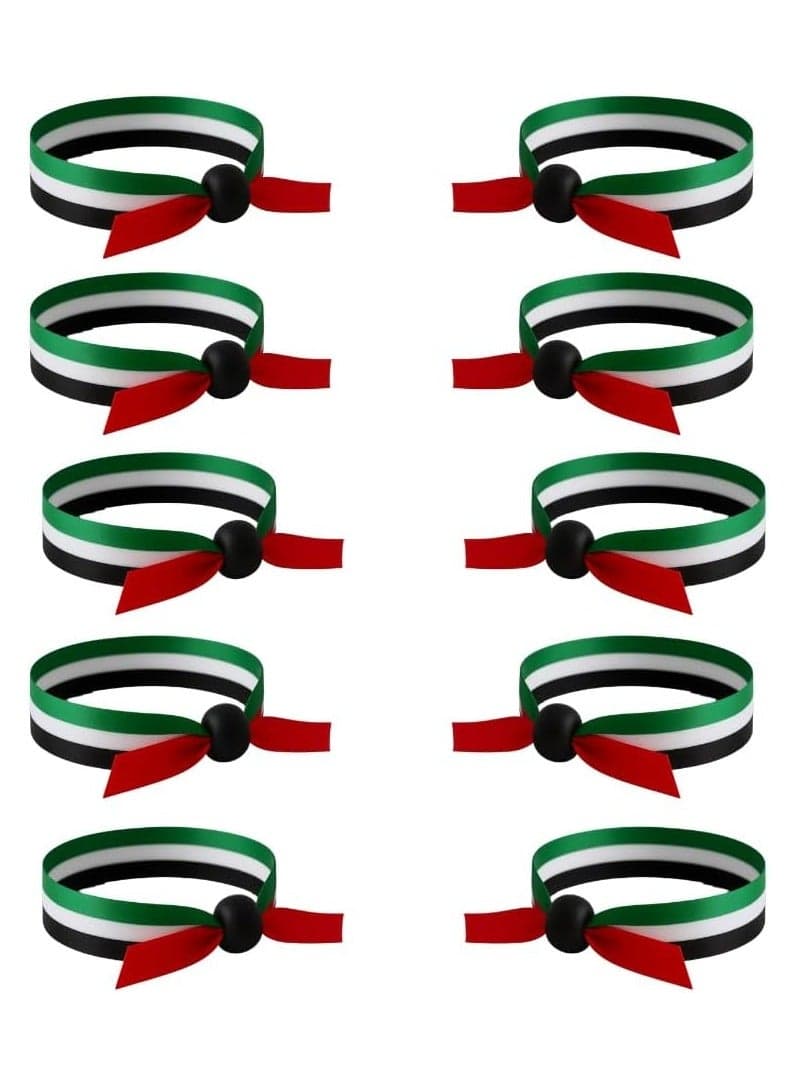 UAE Flag Ribbon Wristbands – Soft Adjustable Flag Bands – Lightweight And Comfortable For National Day,School Activities, Sports,Parties And Daily Wear