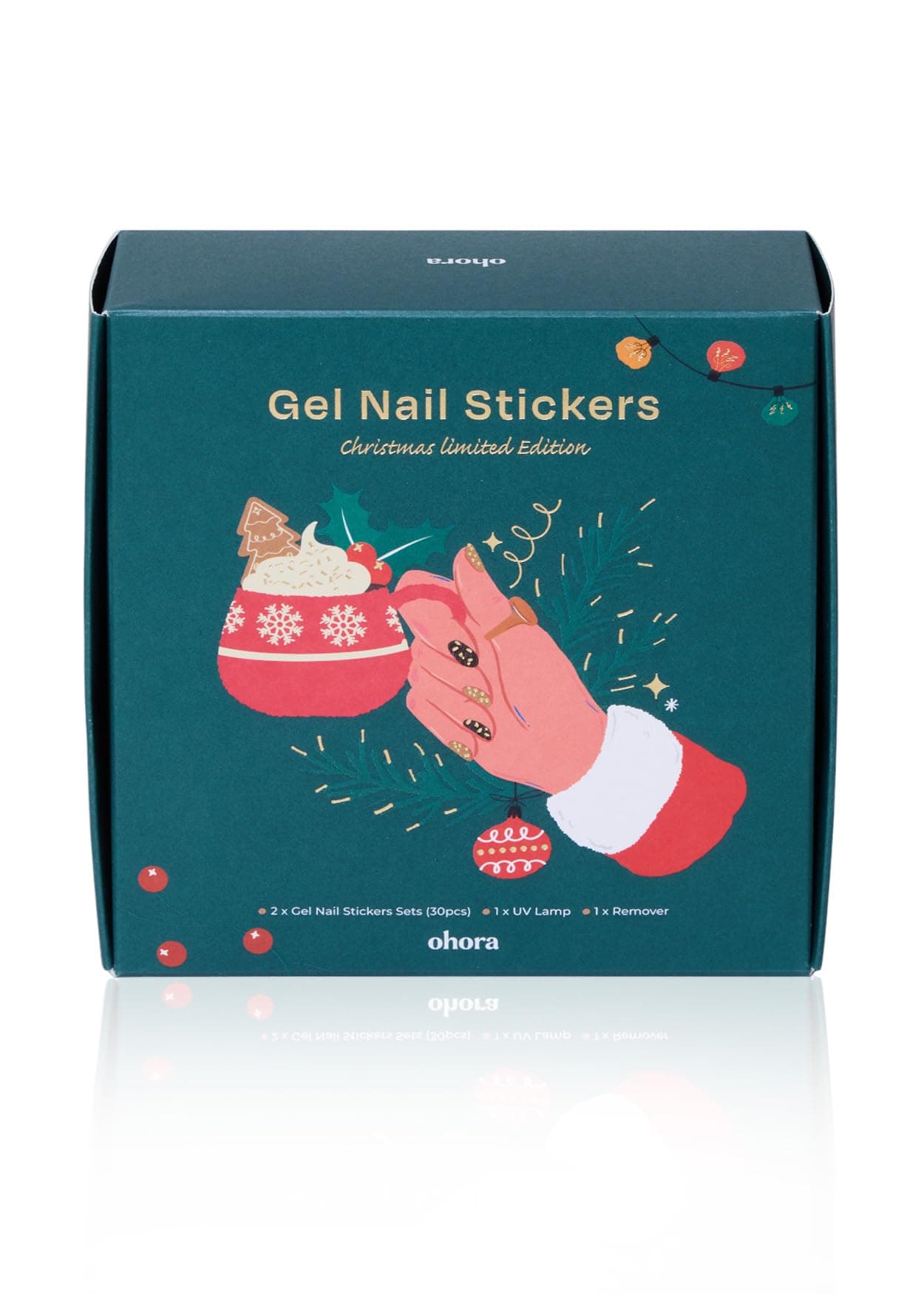 ohora Semi Cured Gel Nail Strip 2024 Christmas Gift Set Limited Edition Works with UVLED Lamps SalonQuality Long Lasting Easy to ApplyRemove Includes 2 Prep Pads Nail File Wooden Stick