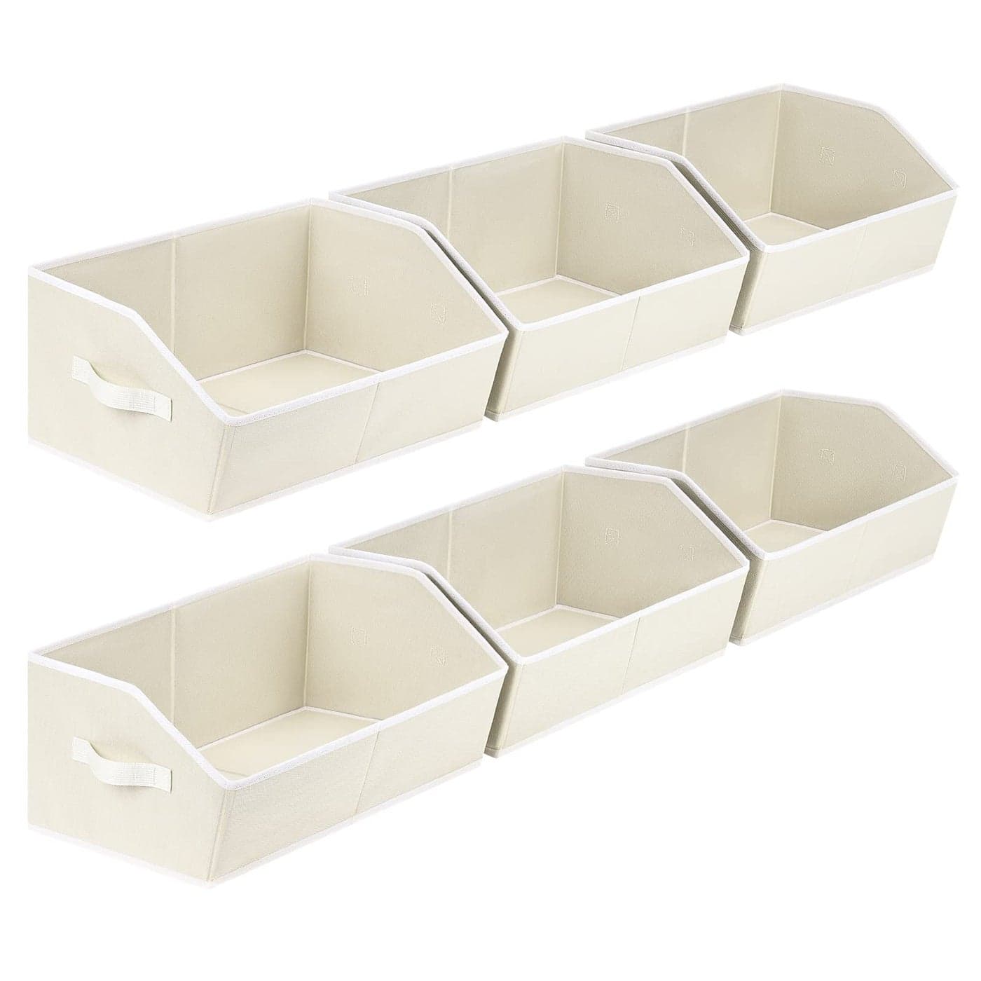 Homsorout Organizer Bins Cube Storage Trapezoid Storage Bin 6 Pack Fabric Baskets for Organizing Large Storage Basket for Shelves Closet Organizers for Toys Clothes Towels Beige