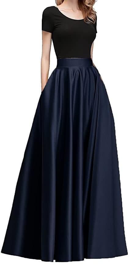 Massaya Girl's Silk Fabric Full Length Maxi Skirt 678 (Navy Blue), Free Size