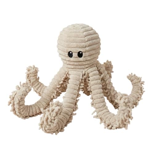 Pet Lou 18 Inch Octopus Plush Dog Toy with Squeaker and Crinkle Paper 100 Natural Nubby Durable Plush Squeaky Toy for Indoor and Outdoor Play