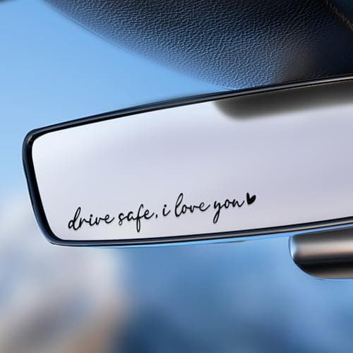 JIEYAO 4 Pcs Drive Safe I Love You Mirror StickerRearview Mirror Decal with HeartCar Affirmation Sticker Side Mirror Car Window Accessories Vinyl Die Cut Water Bottle Stickers Gift for himBlack