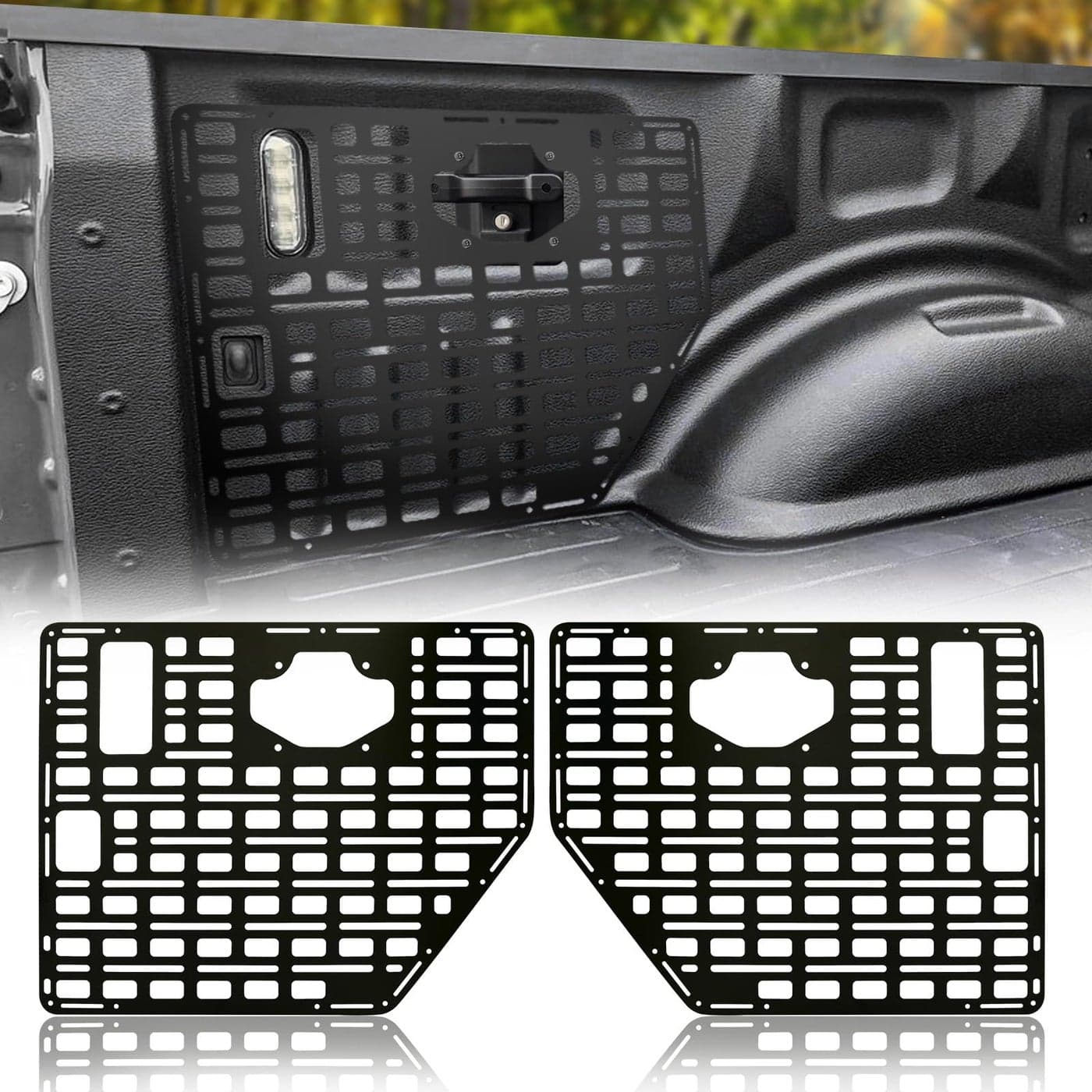 NORTHYUN F150 Side Bed Molle Panel Rack Aluminum Alloy Rear Truck Interior Carrier Cargo Luggage Storage Compatible with 20152022 Ford F150