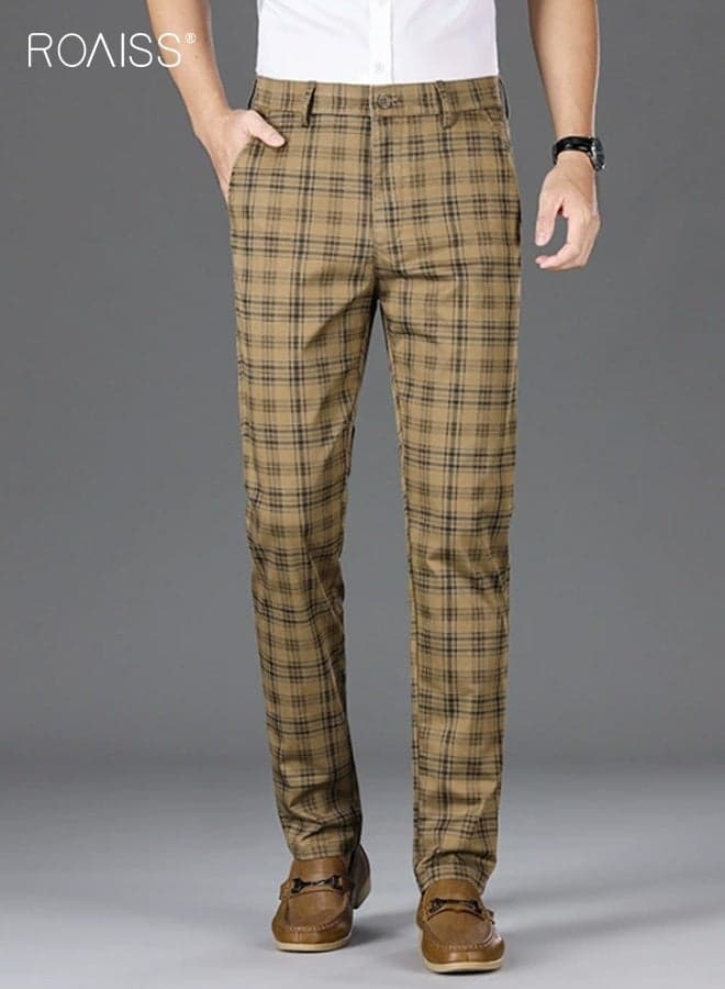 Men's All Season Dress Pants Classic Straight Leg Design with Stretch Comfort, Regular Fit Trousers for Business Formal and Casual Wear, Versatile Office Attire with Modern Tailored Silhouette