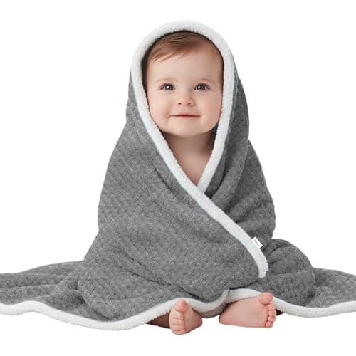 OYO BABY Baby Blanket for Newborns – Super Soft Fleece Hooded Wrapper Sheet for Baby Boys & Girls, Lightweight Swaddle Blanket, (0-24 Months, 100 cm x 70 cm) - Grey