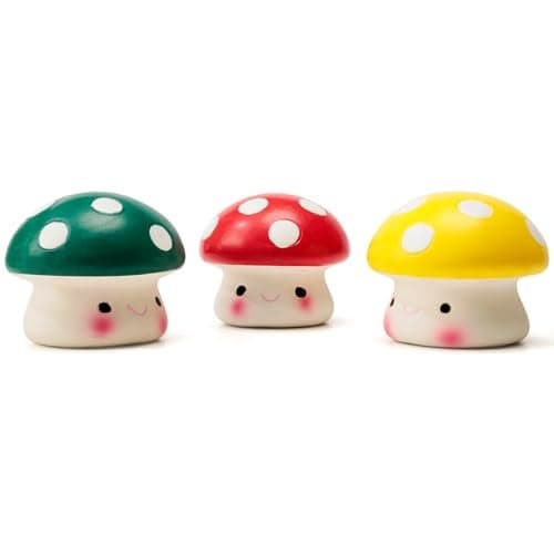 Pawdoer Squeaky Dog Toys, Soft Latex Squeaky Dog Ball for Small Dogs Puppies, Cute Bounce Squeak Mushroom Pet Toys