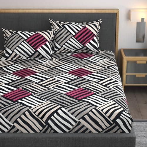 AMEYAA Elastic Fitted Warm Flannel Bedsheet King Size Warm Velvet Bedsheet for Winter Double Bed | 2 Pillow Covers, Size - 72 x 78 Inches