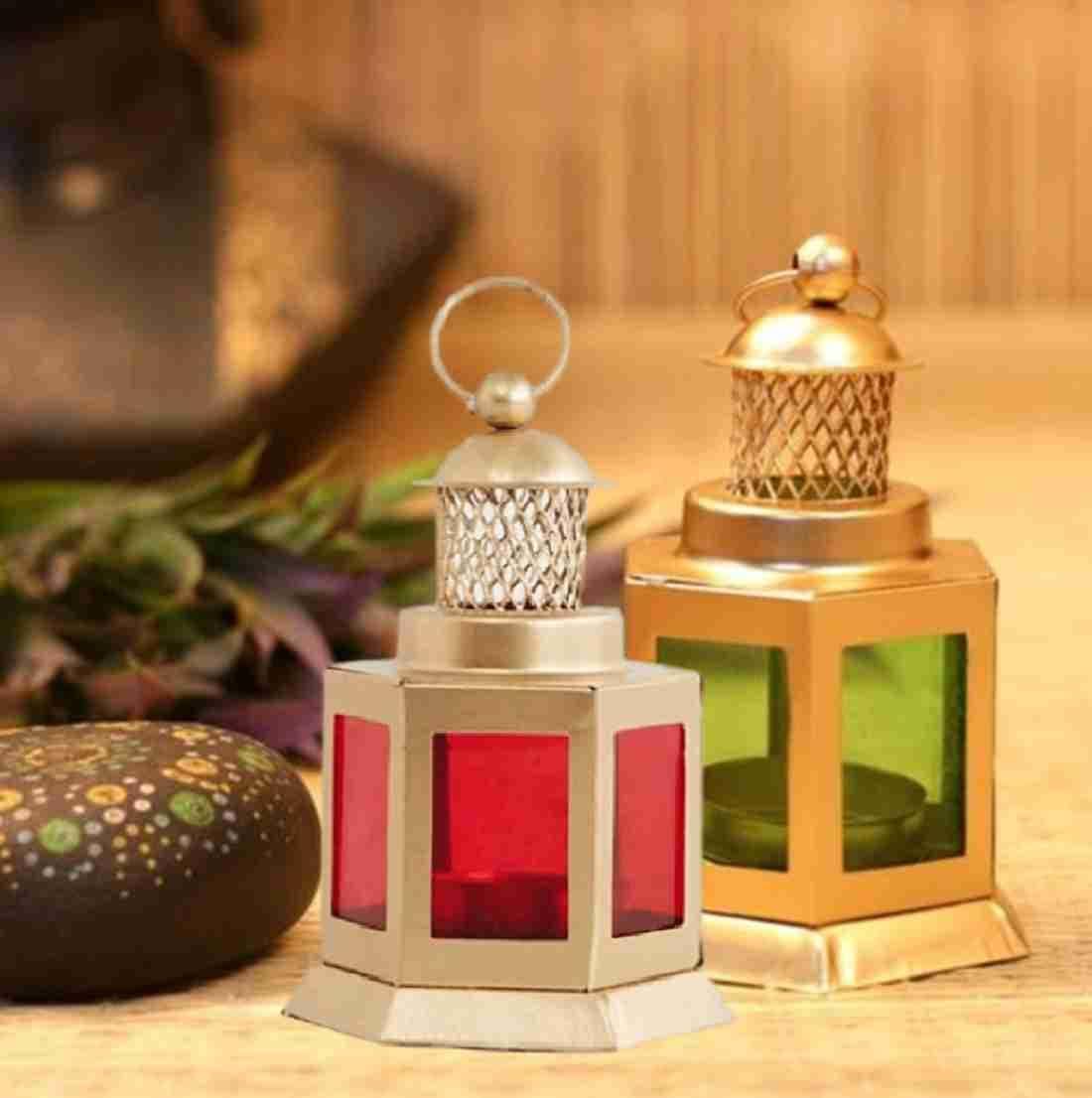 Auradecor Moroccan Lantern, Tealight Candle Holder with Tealight Candle for Home Decor Home Decor and Gift, Diwali, Festival, Indoor & Outdoor Use (Combo, Pack of 1)