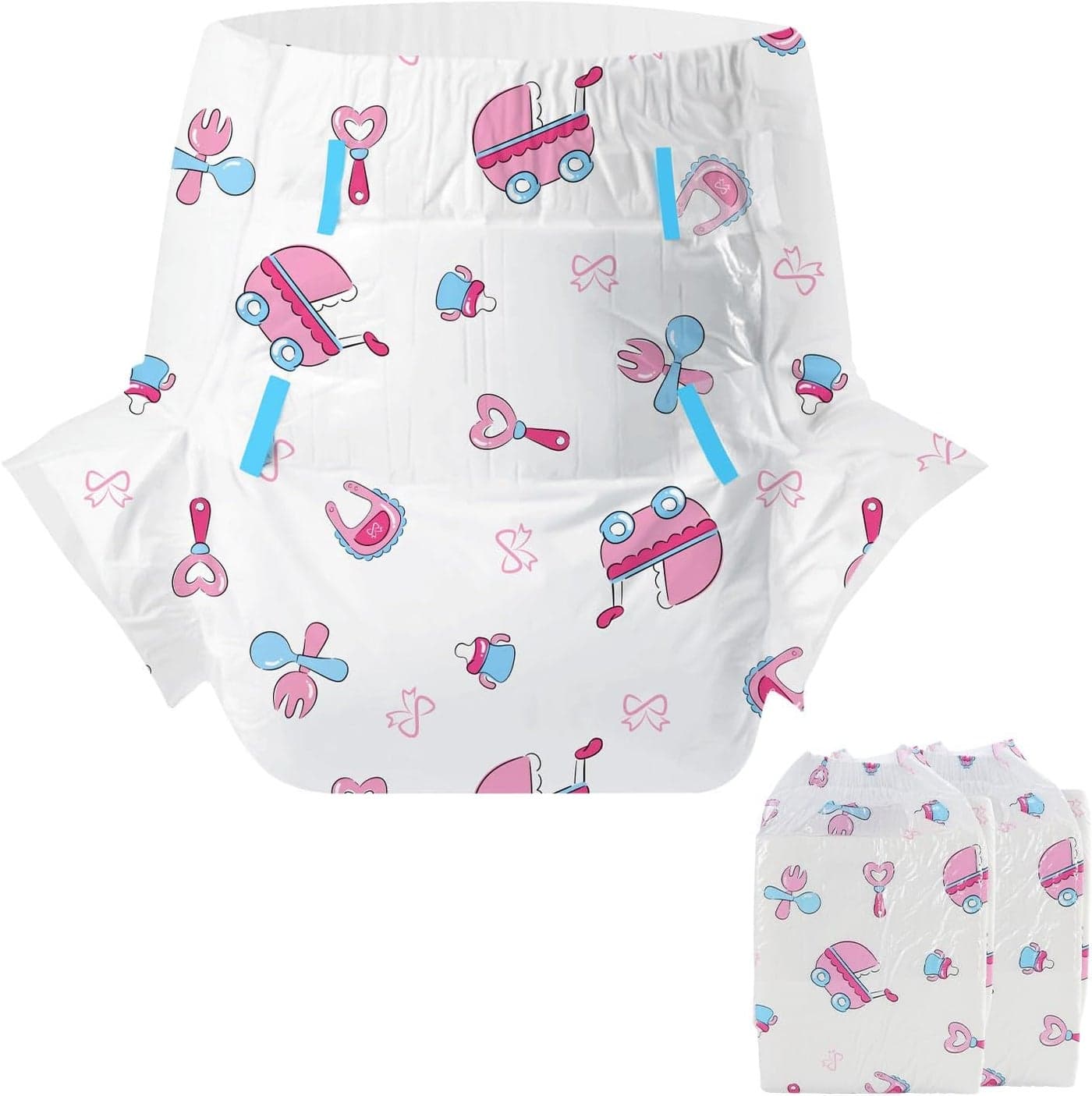 Adult Diapers 2 PiecesBaby Dream Disposable Incontinence Briefs with Tabs for Women and Men Maximum Overnight AbsorbencyLarge 3747