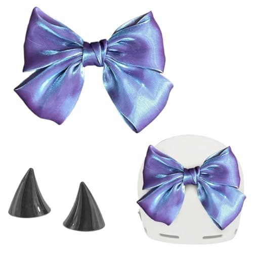 1 Pcs Self Adhesive Ski Helmet Accessories Satin Bow Helmet Decoration Detachable Glitter Ski Helmets Decor for Skiing Motorcycle Dark Purple