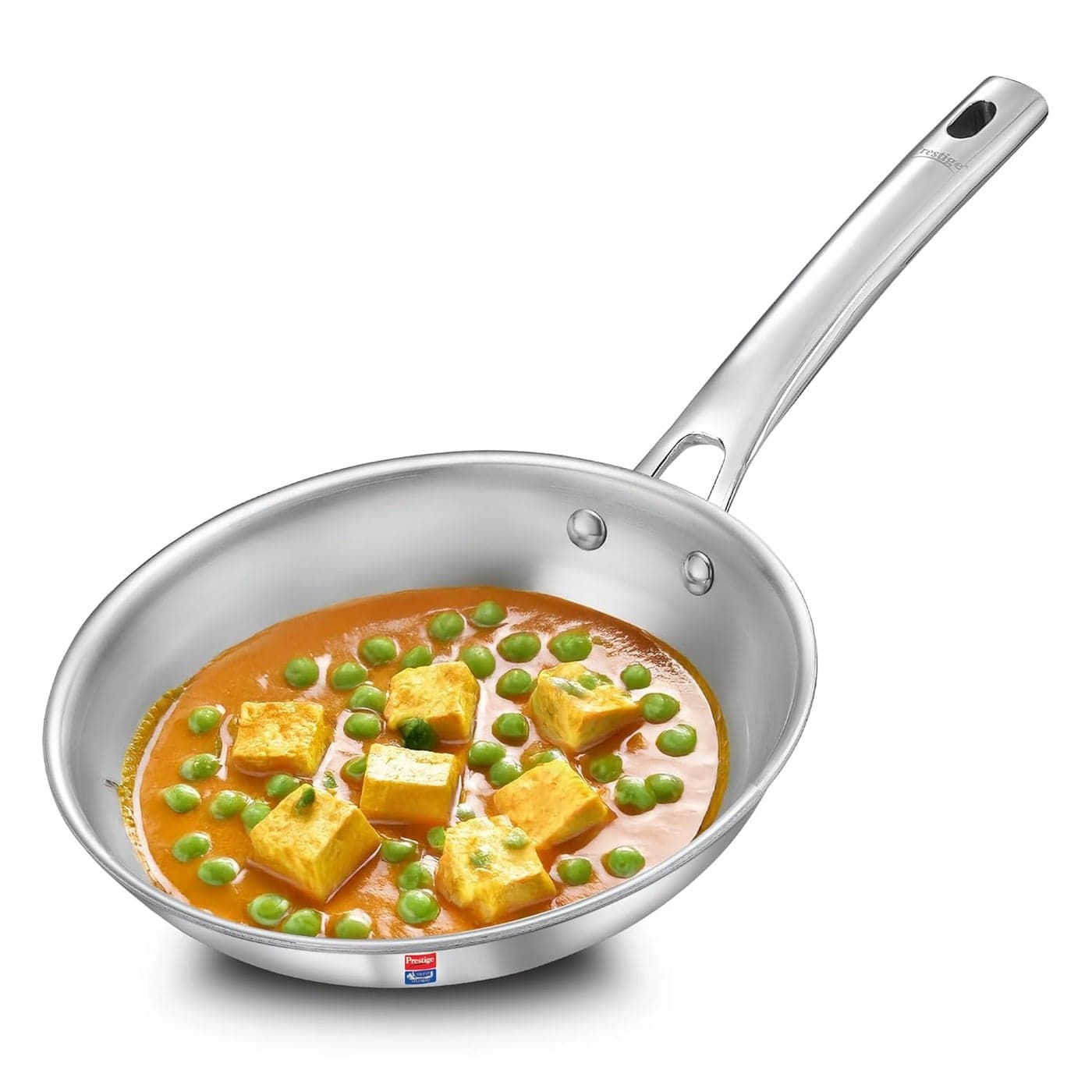 Prestige 18cm/0.8L Tri-Ply Stainless Steel Splendid Fry Pan| Gas and Induction Compatible |Even Heat Distribution| Thick Gauge Tri-Ply Body| 15 Year Warranty