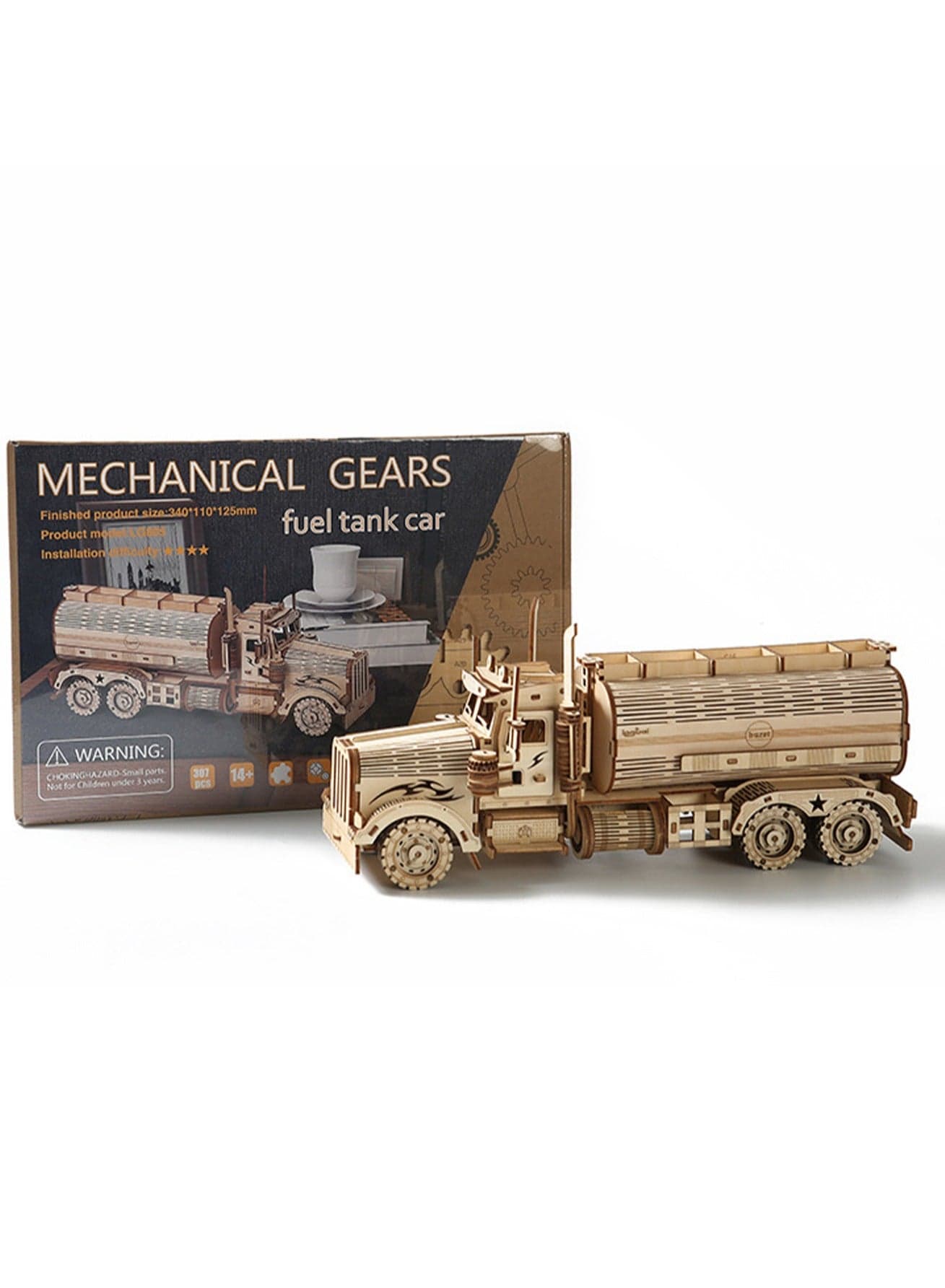 Children's Educational Assembly Toys Wooden 3D Puzzle(Oil Tank Truck 3D Puzzle Simulation 3D Model)