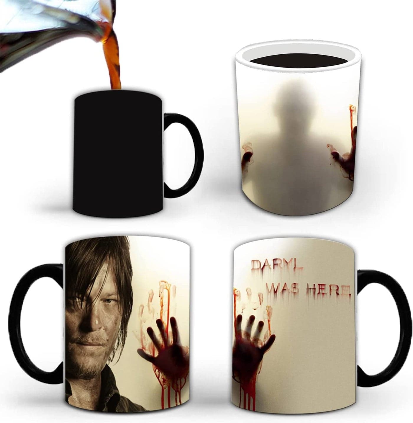 Aigori DARYL WAS HERE Walking Dead Gifts Heat Sensitive Color Changing Coffee Mug11oz TWD Present for Men Women Christmas Halloween Birthday Mother Father Friends1PC