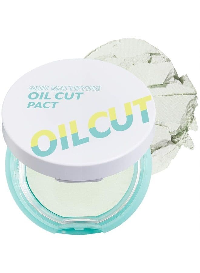 Compact - Oil Cut Pact | With Green Powder, Mineral, Setting Powder, Translucent, Sebum Control for Oily and Combination Skin Type, Mattifying Effect, Sebum Free, HD Face Makeup, Pressed Fini