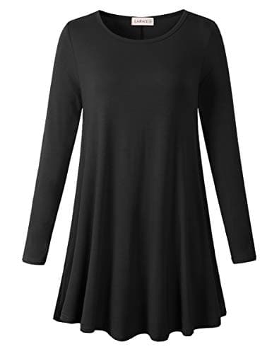 LARACE Plus Size Tunic Tops Long Sleeve Shirts for Women Swing Flowy Loose Fit Clothes for Leggings(3X Black)
