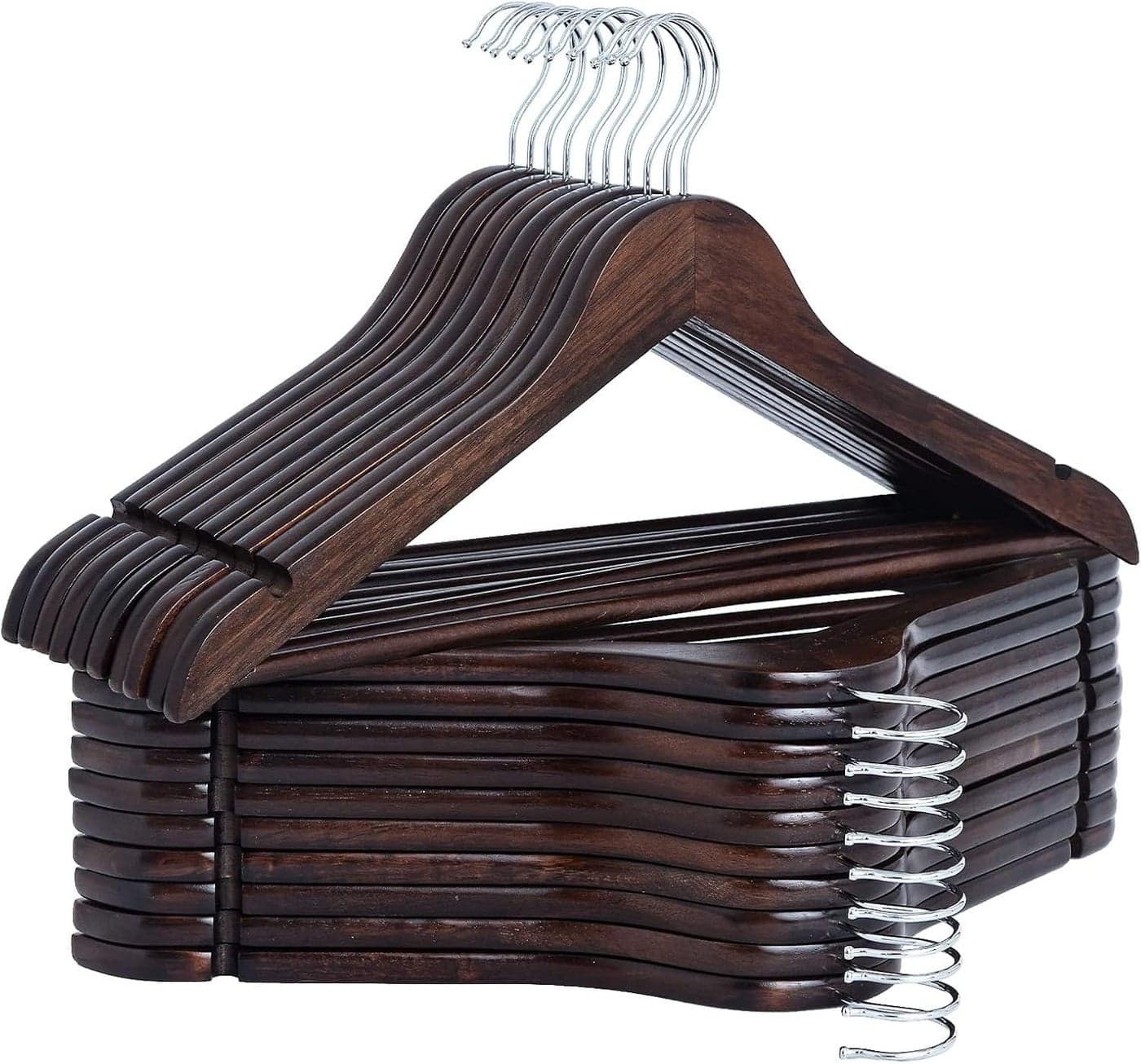 ANH Mart Wooden Hanger for Clothes Hanging Wooden Hangers for Wardrobe Pack of 6 (Walnut)