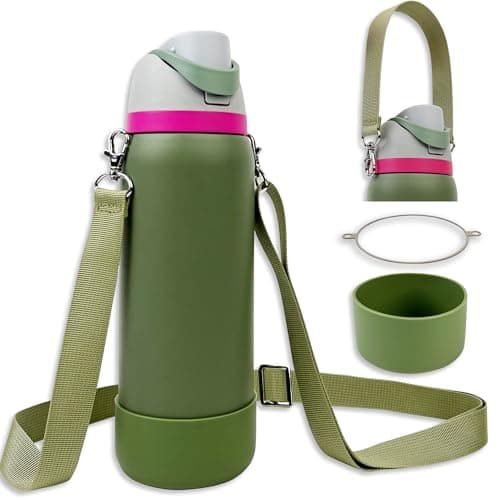 SITKOL Silicone Boot Set for Owala 24 oz Water Bottle - Non-Slip Sleeve, Shoulder Strap & Handle Strap, Fits Owala FreeSip & Tumbler, Camo Cool