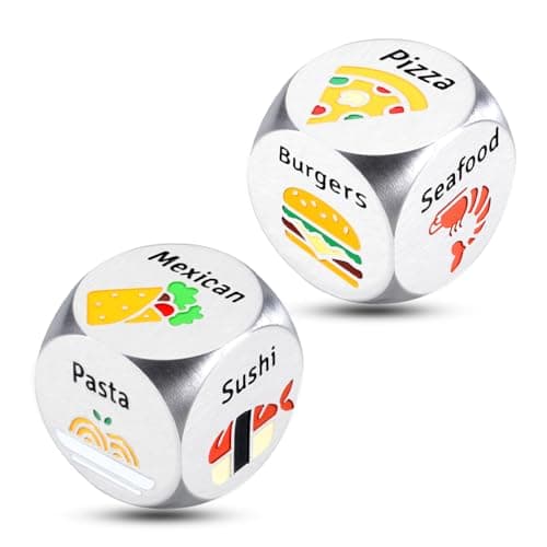 2PCS Food Dice for Couple 11th Anniversary Steel Gifts Bridal Shower Gifts for Bride to Be Bachelorette Christmas Stocking Stuffers for Women Men Valentines Gift for Boyfriend Girlfriend
