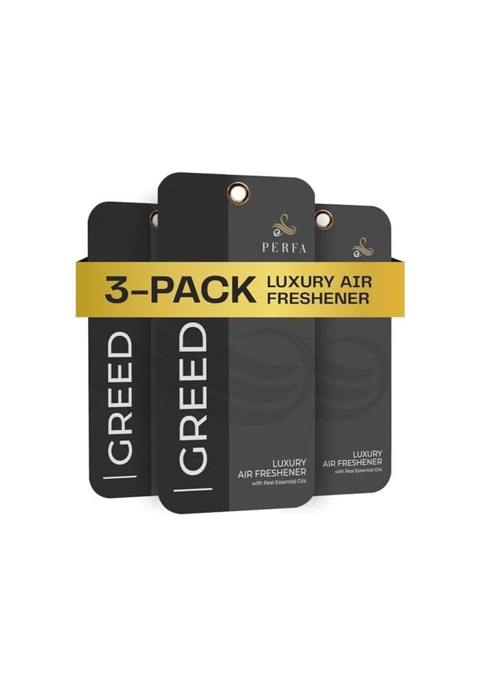 3PCS Greed Disposable Air Fresheners for Men Long Lasting Car Air Freshener with Greed Fragrance Lasts for 2 Weeks Strong Car Perfume with Odour Eliminating Technology by Perfa
