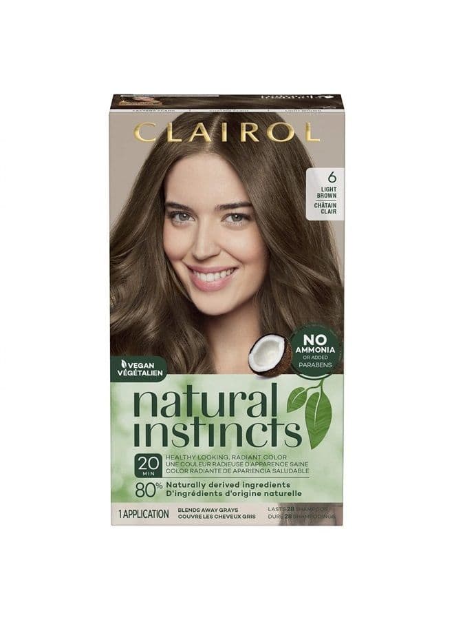 Natural Instincts Demi-Permanent Hair Color, 6 Light Brown, Pack of 1