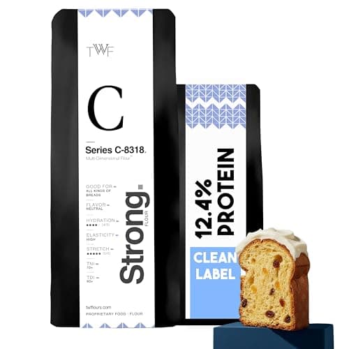TWF Extra Strong Bread Flour | 1kg | Series C 8318 | Unbleached | High Protein Bread Flour | For Heavily Enriched Breads | All Purpose Flour | For Brioche, Babka, Panettone, Sourdough and Sandwich Loaves | T55 Alternative | Non GMO | No Chemicals | Non Bromated | Baking Ingredients