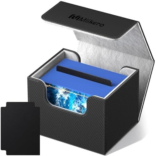 Mlikero Card Deck Box Commander Deck Box Holds 100 DoubleSleeved Cards with 4 Dividers Leather Magnetic Closure Card Box Fit for MTG TCG Black