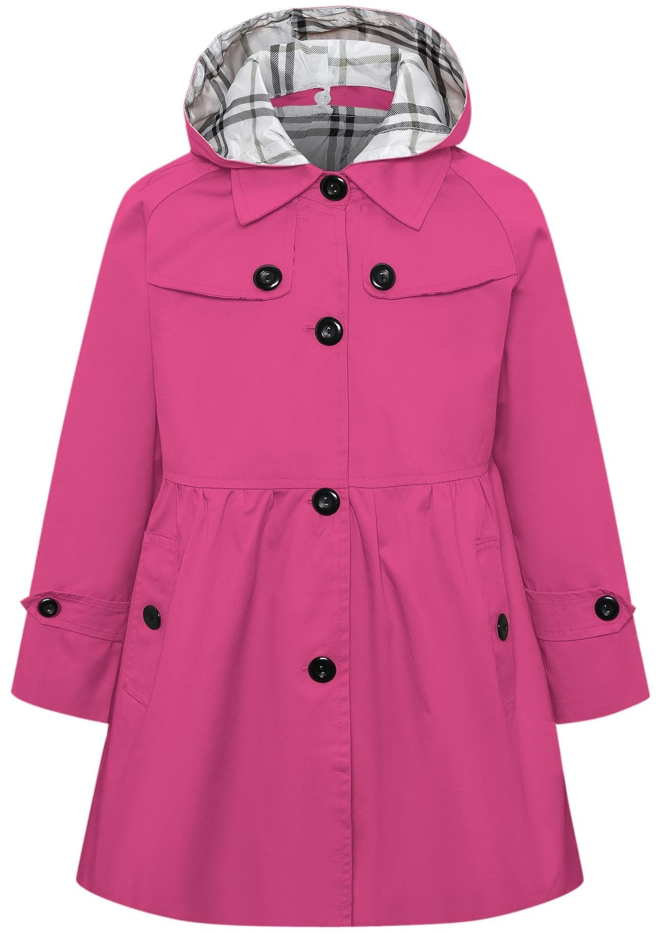 Betusline Girls Trench Coat Single Breasted Windbreaker Hoodie Jacket Dress Coat Outerwear for Girl1 Rose Red910 Years Tag 150