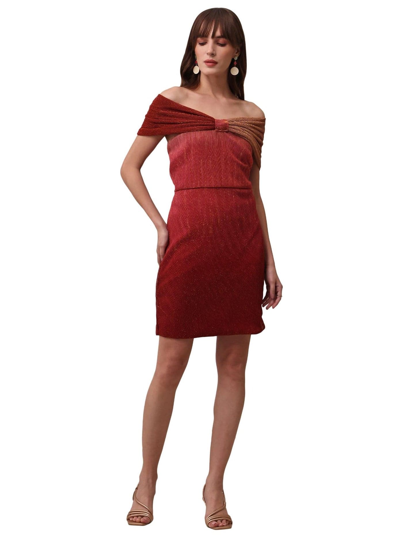 PURVAJA Women’s Bodycon Mini Length Dress (Wini-167_Maroon_Large)