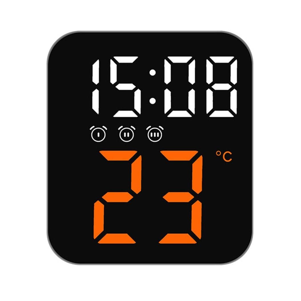 Niyam Plastic Electronic Digital Led Alarm Clock With Temperature Time Display For Home Bedroom Office Black Orange Digit 11X10X4 Cm