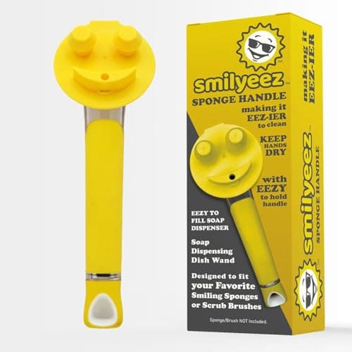 The Original Smiling Handle with Soap Dispensing for Scrub Daddy (Reg. TM) Sponge and Scrub Moji Sponge (Yellow)