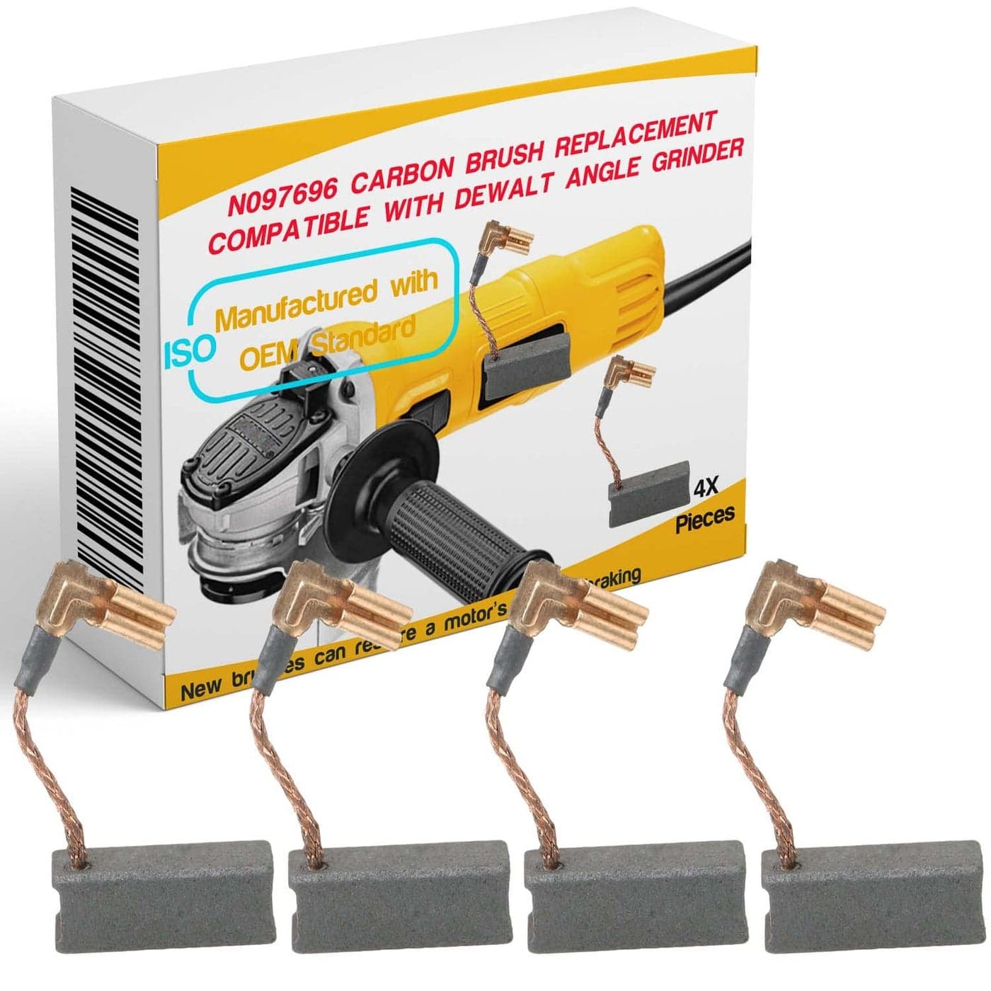 4 Pcs Carbon Motor Brush Compatible with DeWalt DWE4120 DWE4011 Dewalt N097696 Grinder Motor Replacement Part