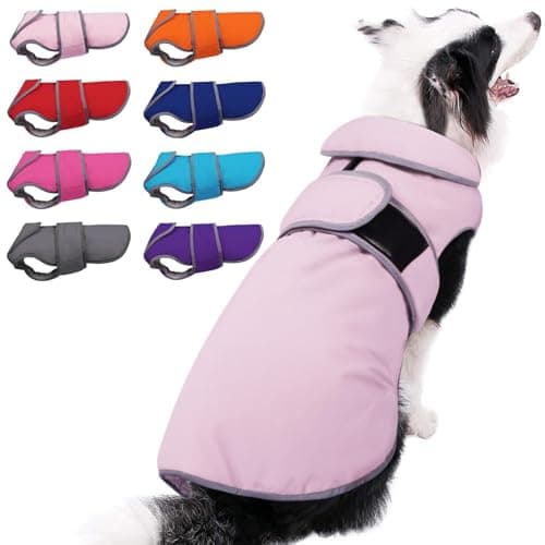MIGOHI Reflective Dog Coat, Waterproof Winter Jacket, Fleece Lined, Small, Pink